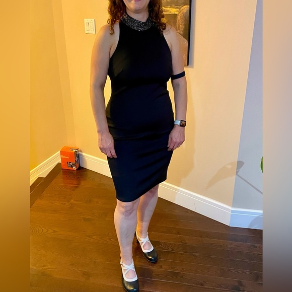 Calvin Klein Halter Cocktail Dress with Embellished Neck - Picture 6 of 6